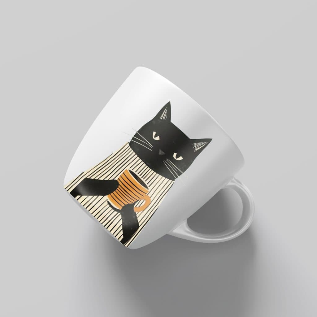 ماگ سفید با طرح چاپی Morning Cat